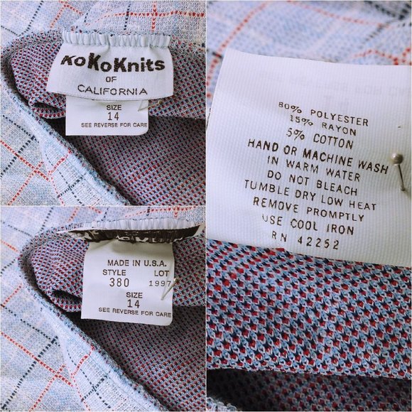 Vintage 70s KoKo Knits California Pleated Skirt (14) Plaid Checked Comfort Waist - Picture 10 of 10